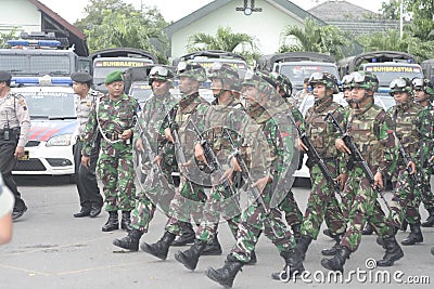 Preparation of Indonesian National Army in the city of Solo, Central Java Security