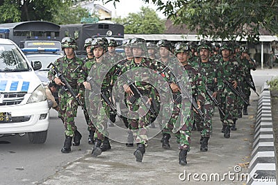 Preparation of Indonesian National Army in the city of Solo, Central Java Security