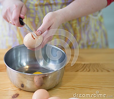 Preparing eggs.