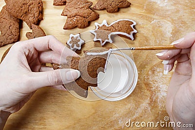 Preparing gingerbread cookies for christmas