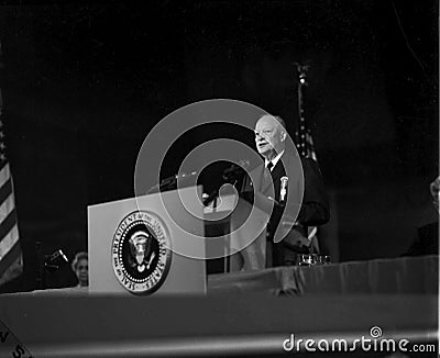 President Dwight Eisenhower delivers speech