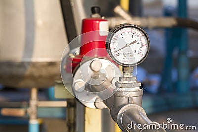 Pressure gauge at a natural gas plant