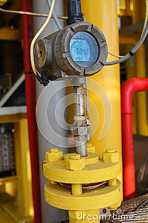 Pressure transmitter in oil and gas process , send signal to controller and reading pressure