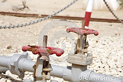 Pressure valves in the First oil well in the Persian Gulf, Bahrain