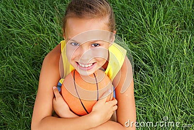 preteen girl with basketball stock photos image 8118853