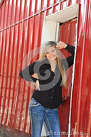 Pretty Blonde High School Senior Girl Outdoor