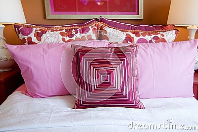 Pretty fun pink bedroom cushions