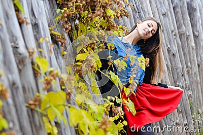 Pretty young fashion woman wearing red mini