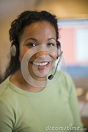 Pretty young woman with headset