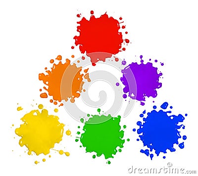 Primary and Secondary Colors in Paint Splatters