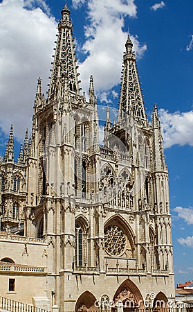 Principal Facade of Burgos Gothic Cathedral. Spain