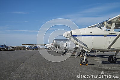 Private light aircraft parked