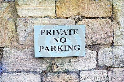 Private no parking sign