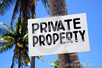 Private Property sign on a beach on Malapascua island, Philippins