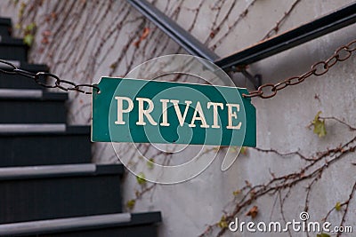 A Private Sign leading upstairs