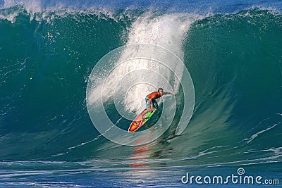 Pro Surfer Kalani Chapman Surfing at Pipeline