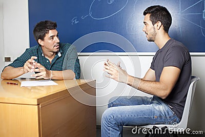 Profesor asks questions during exam