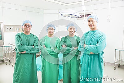 Professional surgeon teams standing