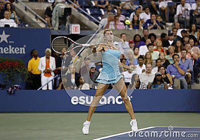 Professional tennis player Camila Giorgi during third round match at US Open 2013 against Caroline Wozniacki