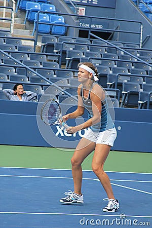 Professional tennis player Lucie Safarova practices for US Open at Billie Jean King National Tennis Center