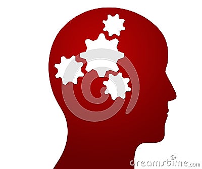 Profile of a head containing cogs