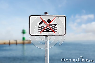 Prohibition sign on the Baltic Sea