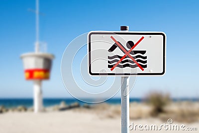 Prohibition sign on the Baltic Sea