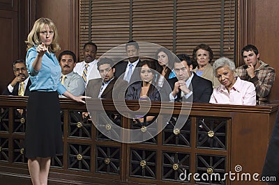 Prosecutor With Jury In Court