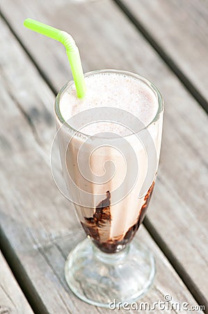 Protein snack. Ice-cream milkshake with chocolate.