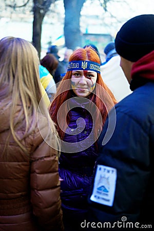 Protest on Euromaydan in Kiev against the president Yanukovych