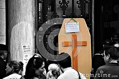 Protest in front of a bank 18