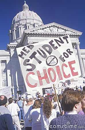 Protestors with signs at pro-choice rally