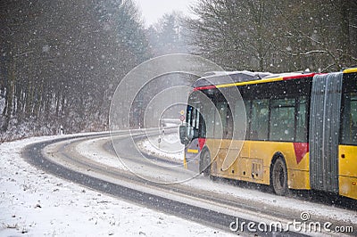 Bus on Winter road