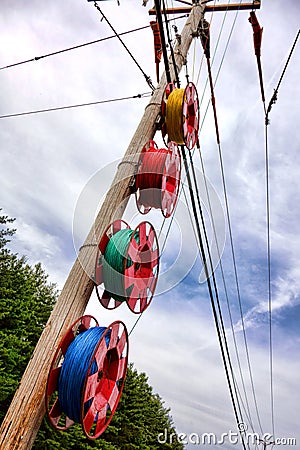 Public Utility Pole Wire Line Upgrade Installation