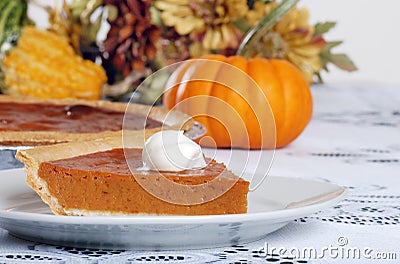 Dessert Topping On Pumpkin Pie Focus On W