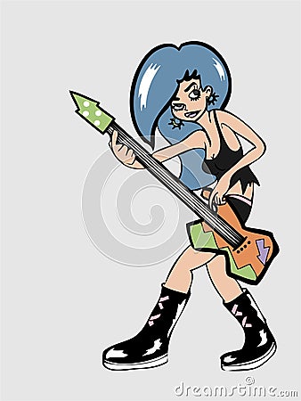 Punk girl playing bass
