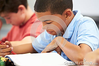 Pupils Studying At Desks In Classroom