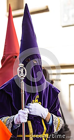 Purple Nazareno with a Jesus Cane