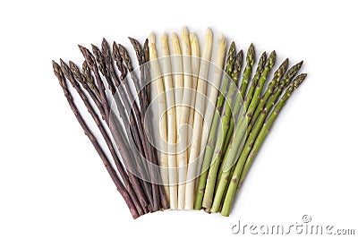 Purple, white and green asparagus