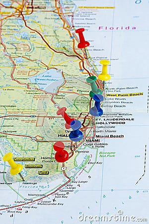 Pushpin Florida Map Pushpins