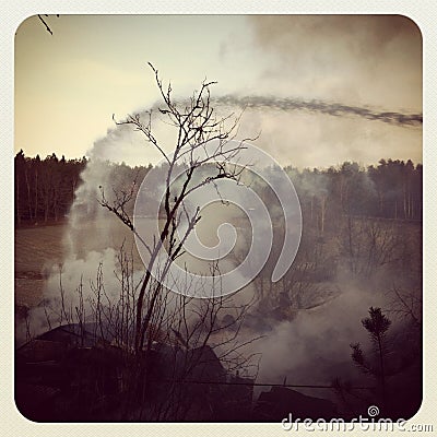 Putting out fire in a field