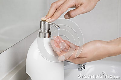 Putting some soap on hands