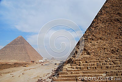 Pyramids of Khafre (Chephren) and Cheops. Giza, Eg