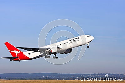 Qantas Boeing 767 airliner taking off