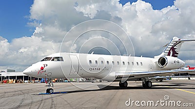 Qatar Executive Bombardier Global 5000 charter aircraft on display at Singapore Airshow 2012