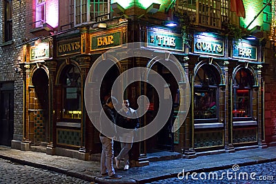 The Quay Bar at night. Irish pub. Dublin