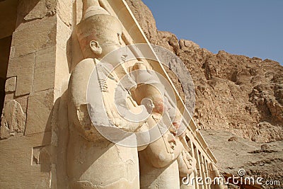 Queen Hatshepsut Mortuary Temple - Osirian Statue (God Osirus) of Hatshepsut [Ad Deyr al Bahri, Egypt, Arab States, Africa]