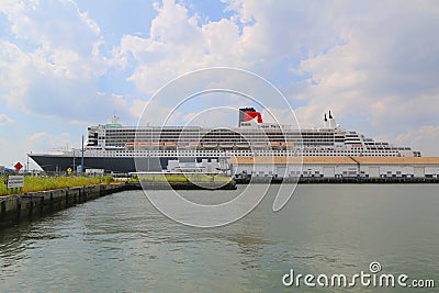 Queen Mary 2 cruise ship docked at Brooklyn Cruise Terminal