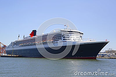 Queen Mary 2 cruise ship docked at Brooklyn Cruise Terminal