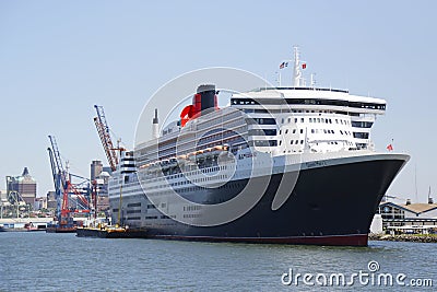 Queen Mary 2 cruise ship docked at Brooklyn Cruise Terminal